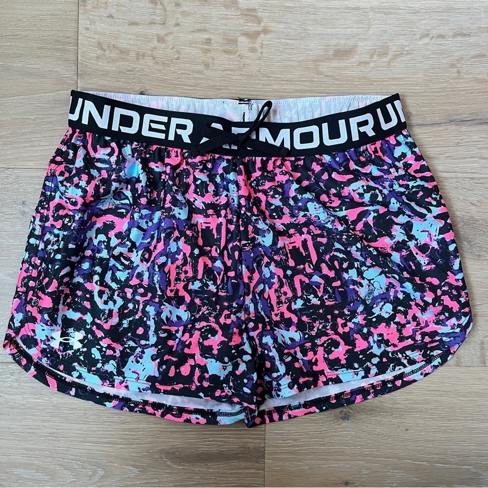 Under Armour Big Girls Play Up Printed Shorts Multi Sz YL- NWT *Q11